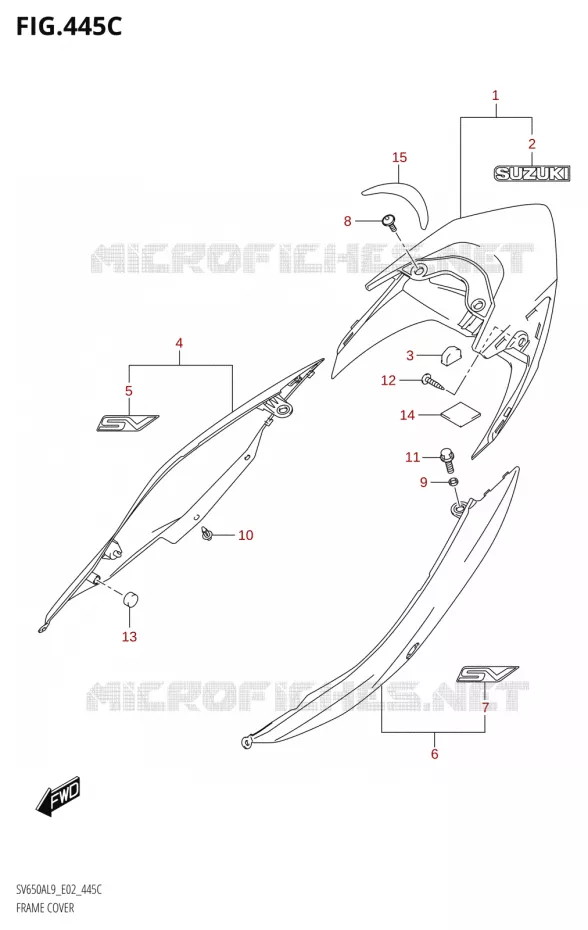 ACHTER KUIPIS (SV650AL9 E19) (FOR YVB,QEB) Suzuki MOTO 650 SV 2019  SV650A L9 (E02)