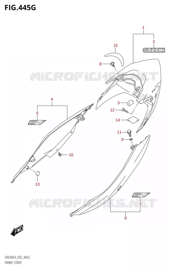 ACHTER KUIPIS (SV650AUL9 E02) (FOR YVB,QEB) Suzuki MOTO 650 SV 2019  SV650A L9 (E02)