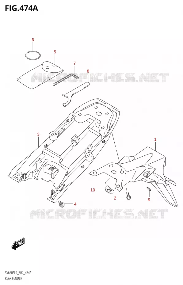ACHTERSPATBORD Suzuki MOTO 650 SV 2019  SV650A L9 (E02)