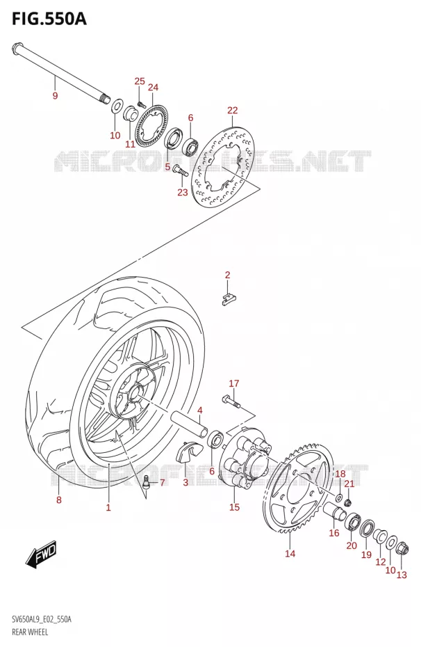 ACHTERWIELV650AL9 E02) Suzuki MOTO 650 SV 2019  SV650XA L9 (E02)