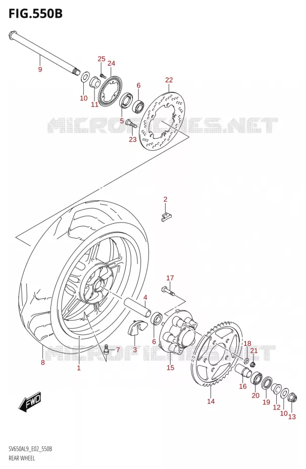 ACHTERWIELV650AL9 E19) Suzuki MOTO 650 SV 2019  SV650XA L9 (E02)