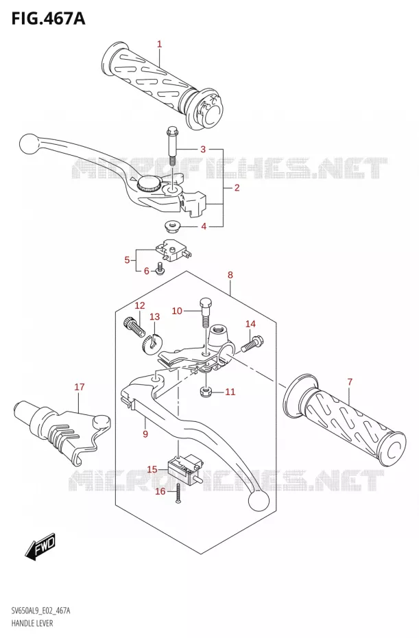 HANDGRIPS - LEVERS Suzuki MOTO 650 SV 2019  SV650XA L9 (E02)