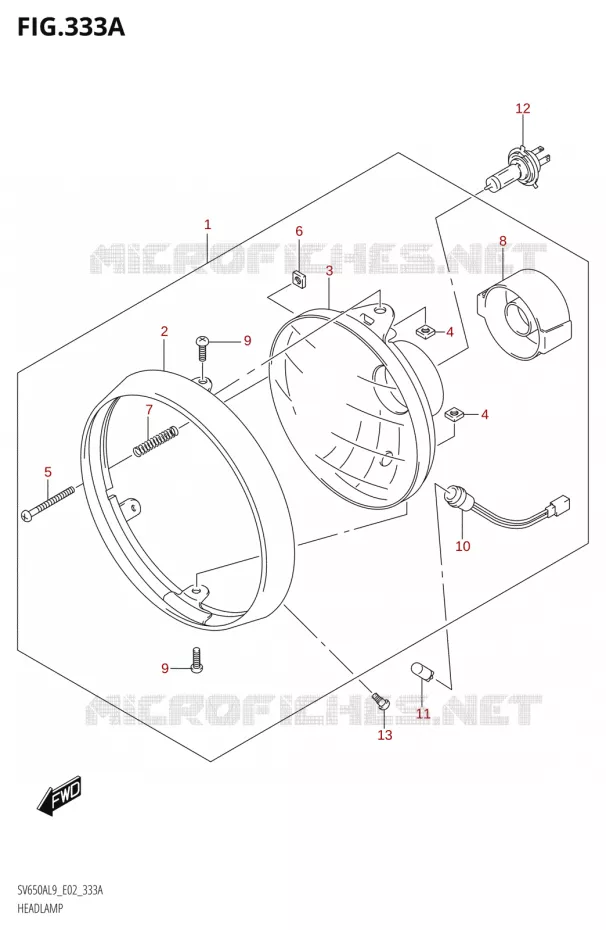 KOPLAMPV650AL9 E02) Suzuki MOTO 650 SV 2019  SV650A L9 (E02)