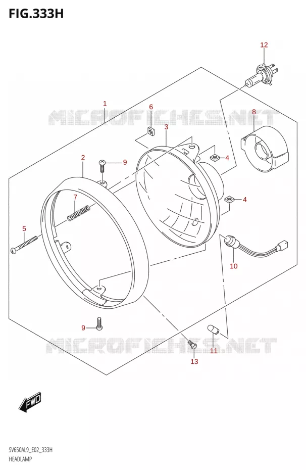 KOPLAMPV650XAUL9 E19) Suzuki MOTO 650 SV 2019  SV650XA L9 (E02)