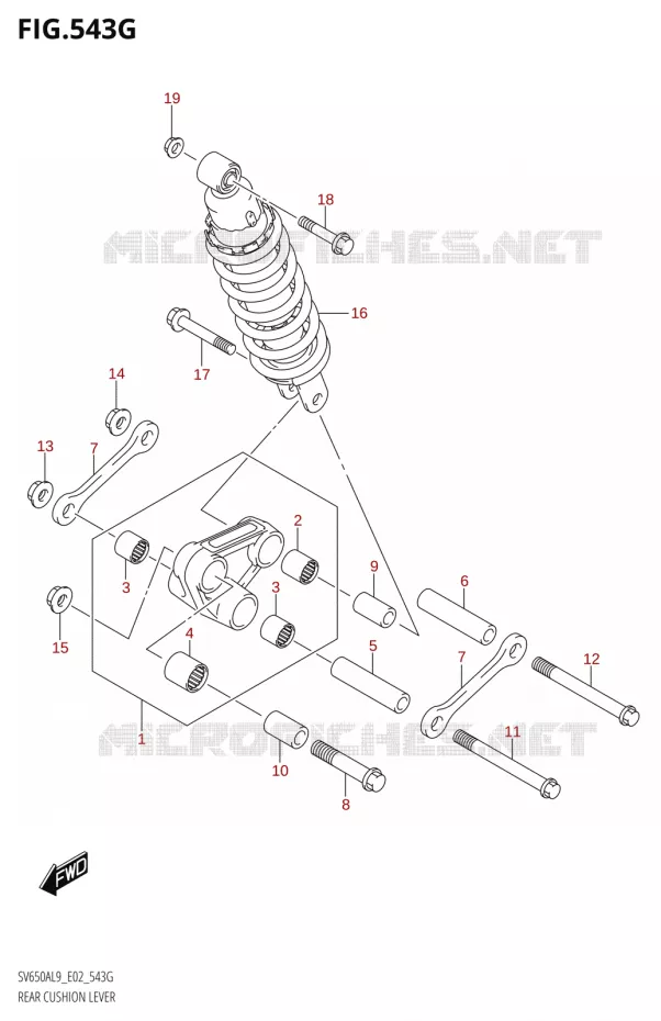 SCHOKBREKER AANEENSCHAKELINGV650XAUL9 E02) Suzuki MOTO 650 SV 2019  SV650XA L9 (E02)