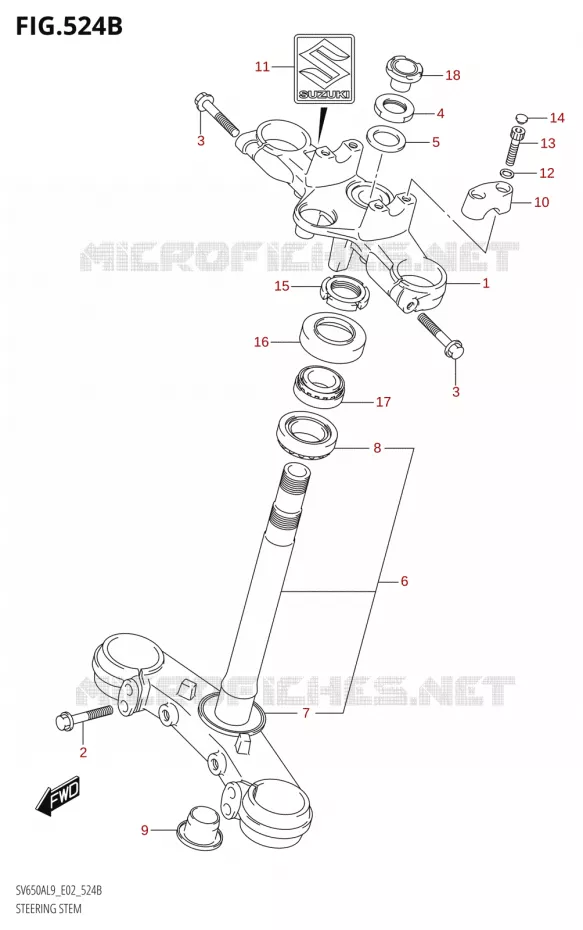 STUURKOLOM DIRECTION (SV650AL9 E19) Suzuki MOTO 650 SV 2019  SV650A L9 (E02)