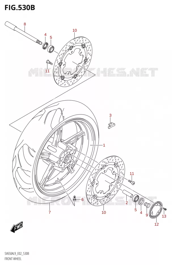 VOORWIELT (SV650AL9 E19) Suzuki MOTO 650 SV 2019  SV650A L9 (E02)