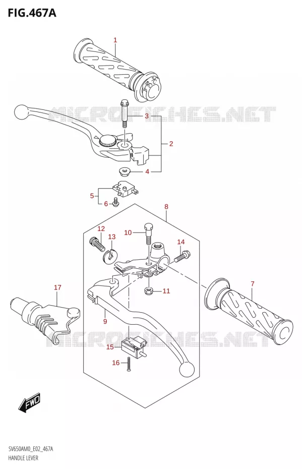 HANDGRIPS - LEVERS Suzuki MOTO 650 SV 2020  SV650A M0 (E02)