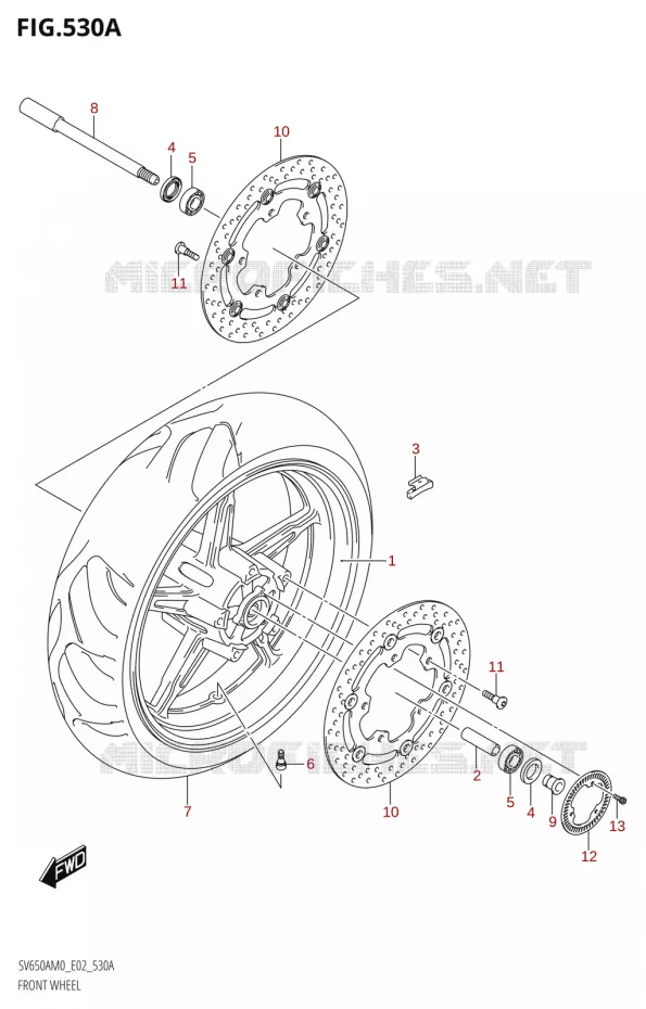 VOORWIELT (SV650A,SV650AU) Suzuki MOTO 650 SV 2020  SV650A M0 (E02)
