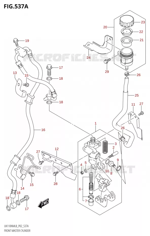 FRONT HOOFDREMCILINDER Suzuki SCOOTER 110 ADDRESS 2018  UK110NM L8 (P02)