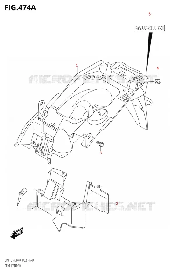 ACHTERSPATBORD Suzuki SCOOTER 110 ADDRESS 2020  UK110NM M0 (P02)
