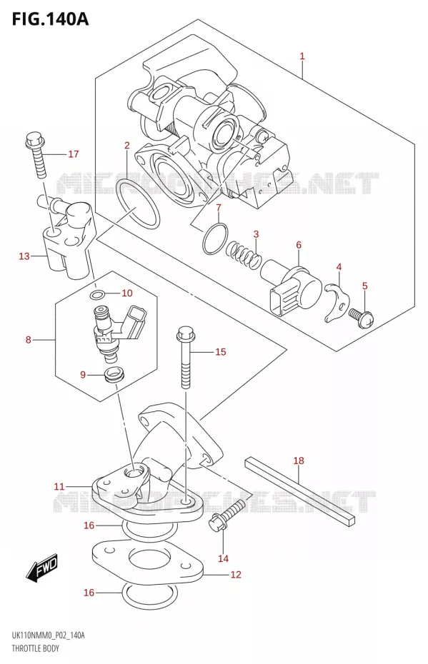GASKLEPHUIS Suzuki SCOOTER 110 ADDRESS 2020  UK110NM M0 (P02)