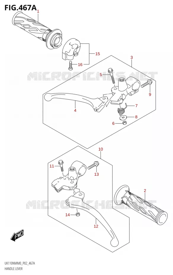 HANDGRIPS - LEVERS Suzuki SCOOTER 110 ADDRESS 2020  UK110NM M0 (P02)