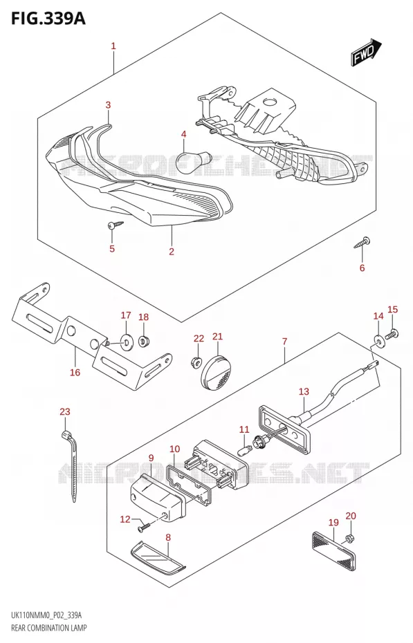 TAIL LIGHT ASSY Suzuki SCOOTER 110 ADDRESS 2020  UK110NM M0 (P02)