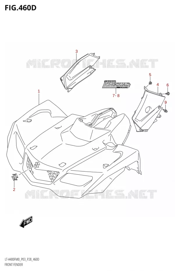 FRONT FENDERT-A400FZM0 P28) Suzuki QUAD 400 KINGQUAD 2020  LT-A400F M0 (P28)