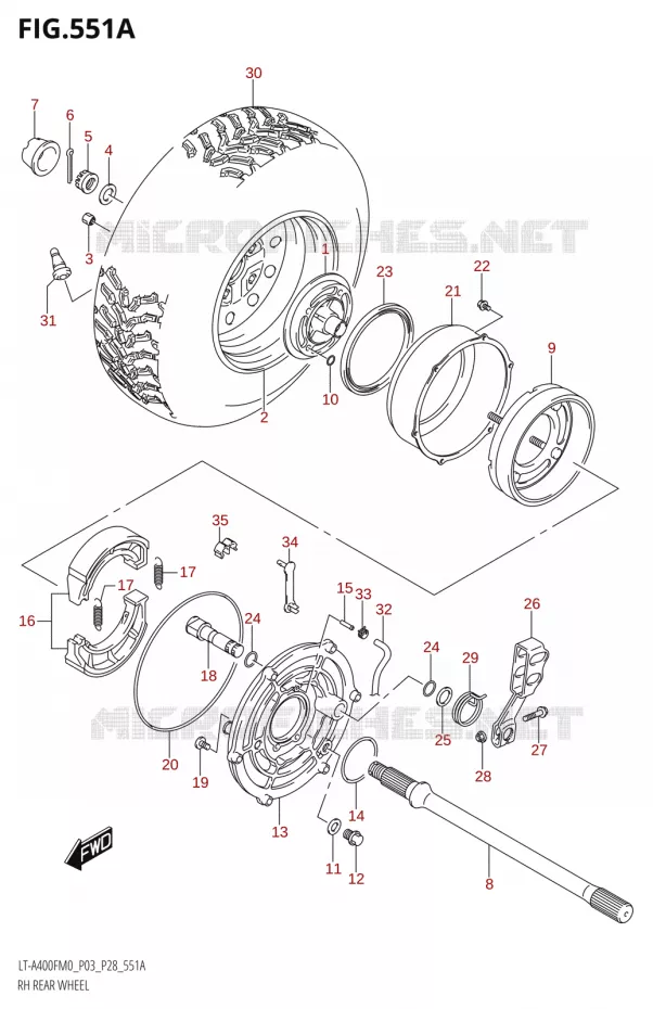 RECHTSE ACHTERWIEL400FM0 P03) Suzuki QUAD 400 KINGQUAD 2020  LT-A400F M0 (P28)