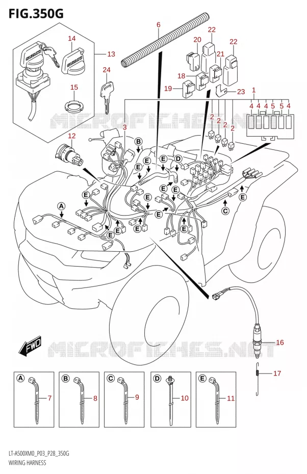 BEDRADINGISCEAU (LT-A500XPZM0 P03) Suzuki QUAD 500 KINGQUAD 2020  LT-A500X / XP / XPZ M0 (P03,P28,P33)