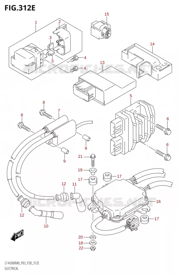 ELEKTRISCH (LT-A500XPM0 P28) Suzuki QUAD 500 KINGQUAD 2020  LT-A500X / XP / XPZ M0 (P03,P28,P33)