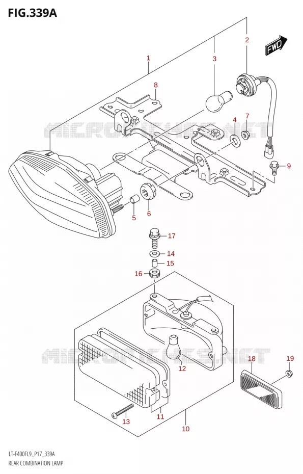 ACHTERLICHT Suzuki QUAD 400 KINGQUAD 2019  LT-F400F L9 (P17)