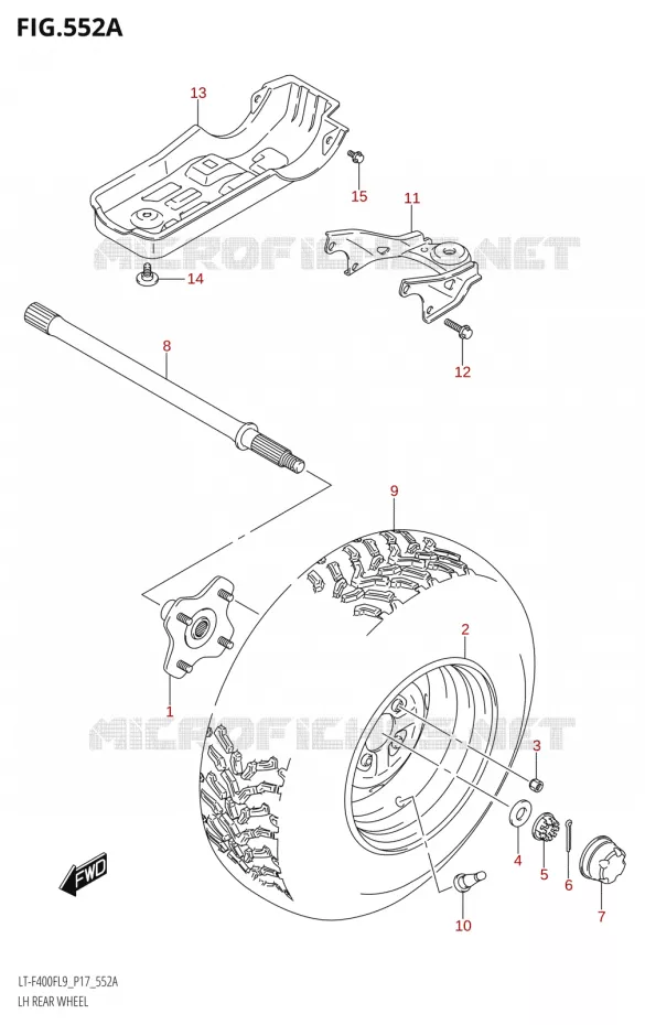 LINKERHAND ACHTERWIEL Suzuki QUAD 400 KINGQUAD 2019  LT-F400F L9 (P17)