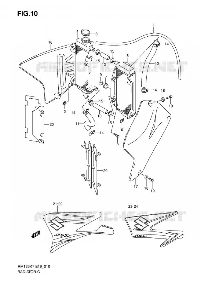 RADIATOR Suzuki MOTO 125 RM 2008  RM125K8(P19)