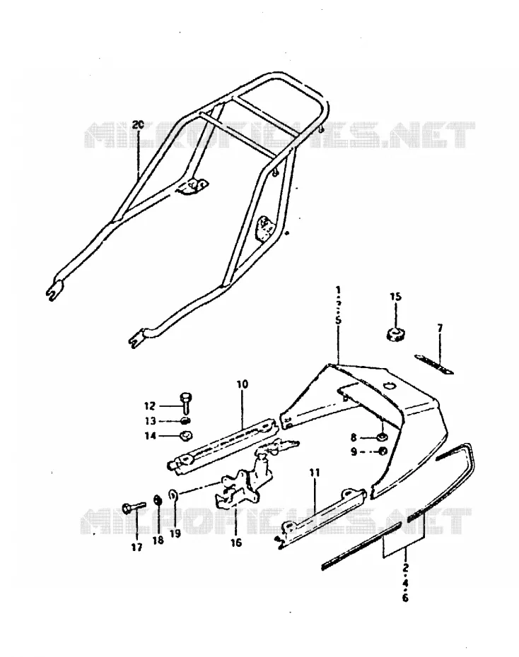 ACHTER KUIPIEGE ARRIERE (MODELE X : 24L) Suzuki MOTO 750 GSX 1981  GSX750X(1981)