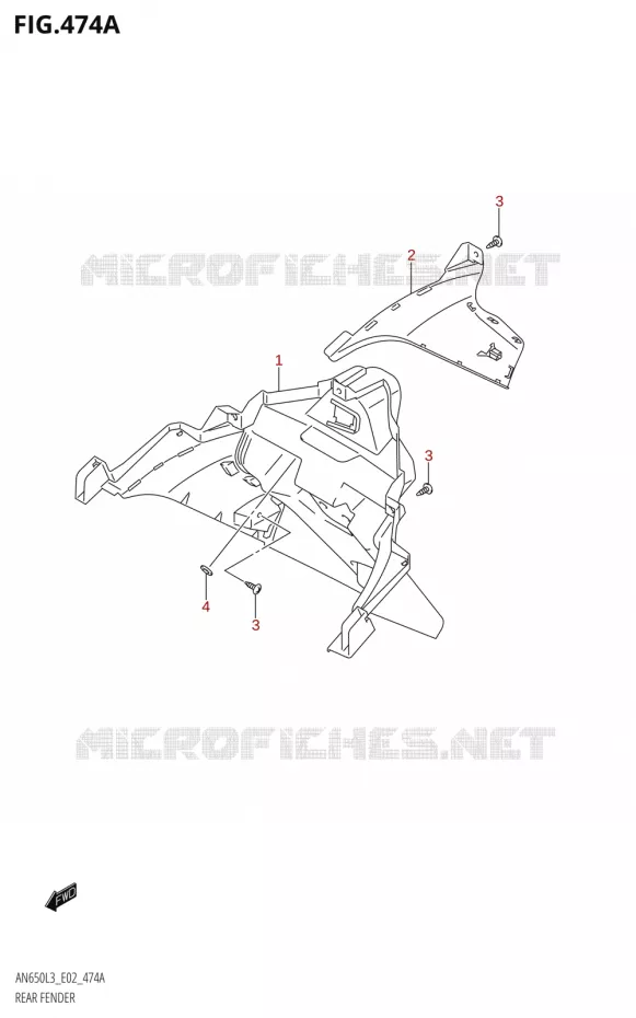 ACHTERSPATBORD Suzuki SCOOTER 650 BURGMAN 2013  AN650 L3 (E02,E19)