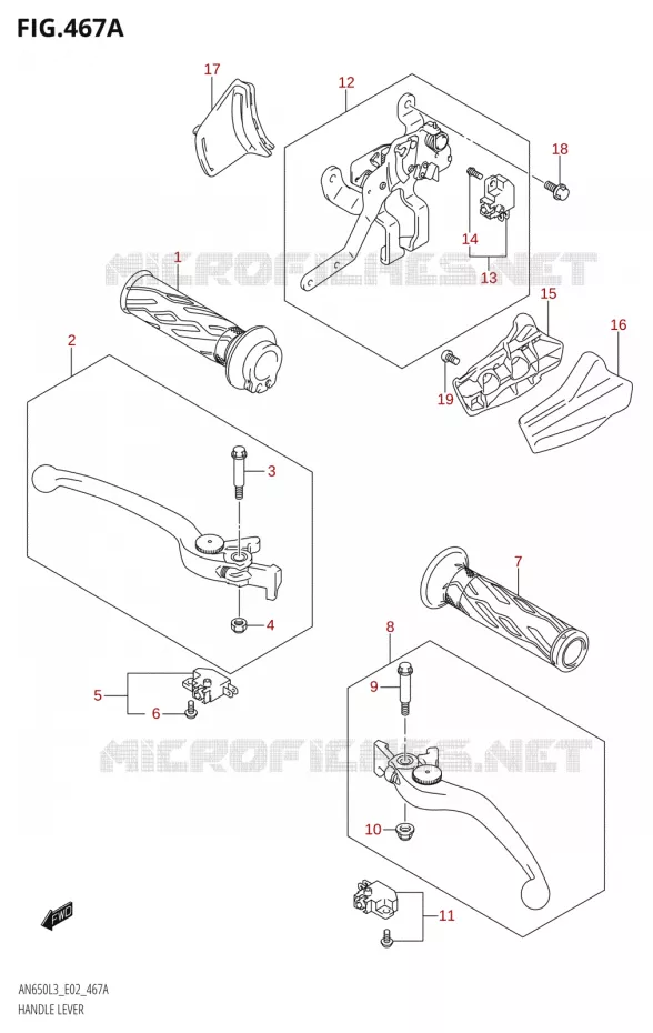 HEFBOMEN - HANDGRIPS3:E02) Suzuki SCOOTER 650 BURGMAN 2013  AN650Z L3 (E02,E19)