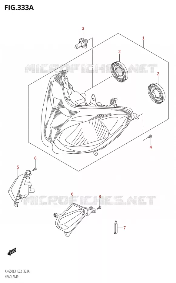 KOPLAMP Suzuki SCOOTER 650 BURGMAN 2013  AN650Z L3 (E02,E19)