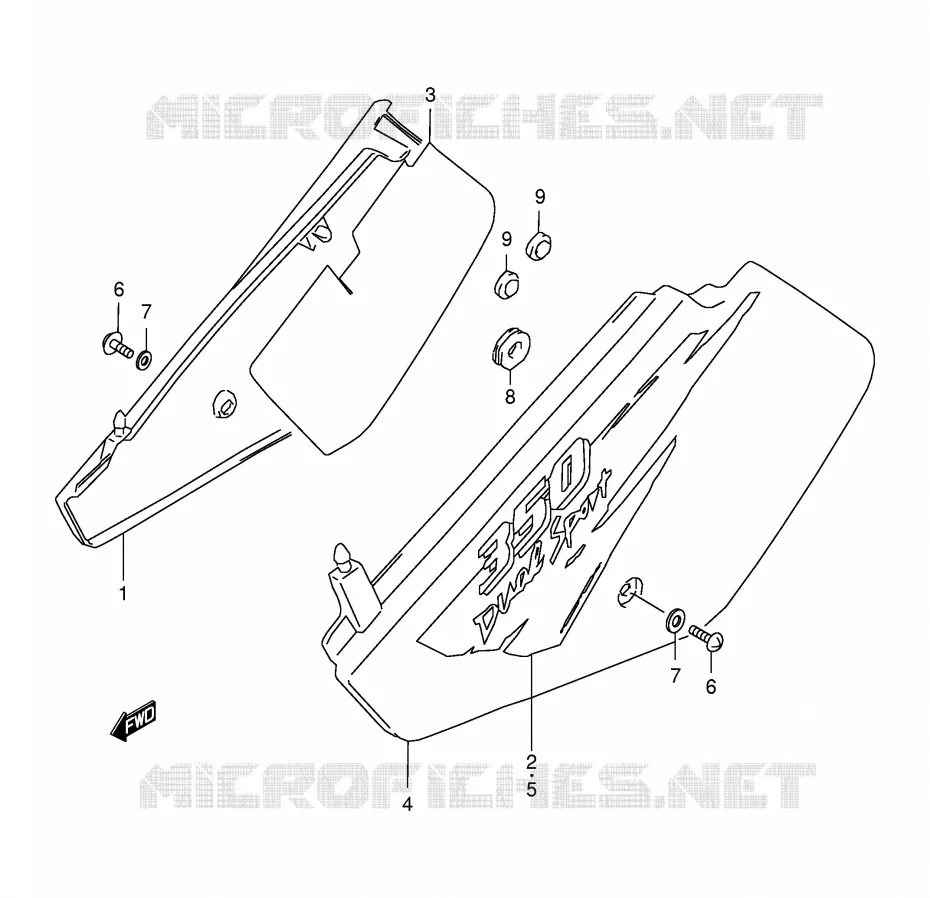 ACHTER KUIPS  (MODELE T) Suzuki MOTO 350 DR 1996  DR350SE T (E02,E04,E18,E94)
