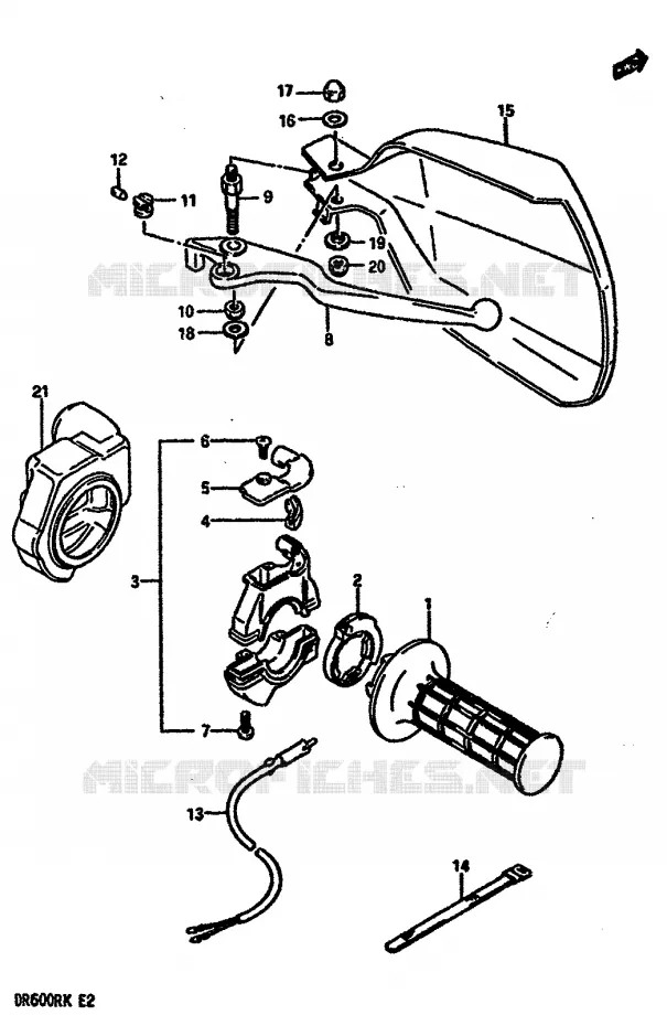 RIGHT SWITCH  (MODEL H / J / K E18,MODEL K E24,E39) Suzuki MOTO 600 DR 1989  DR600RK(E2)