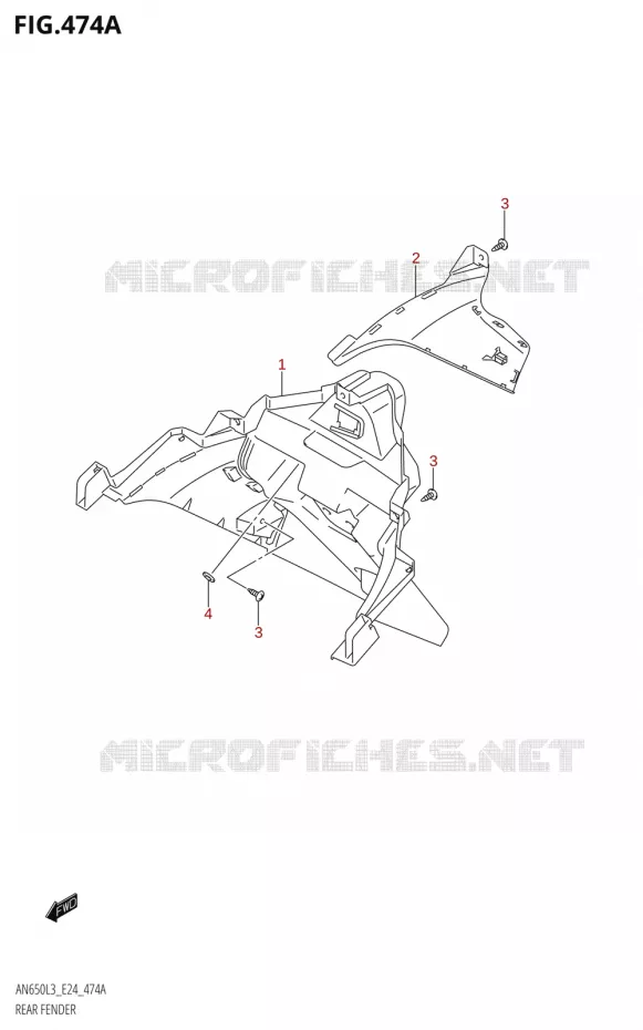 ACHTERSPATBORD Suzuki SCOOTER 650 BURGMAN 2013  AN650 L3 (E24)