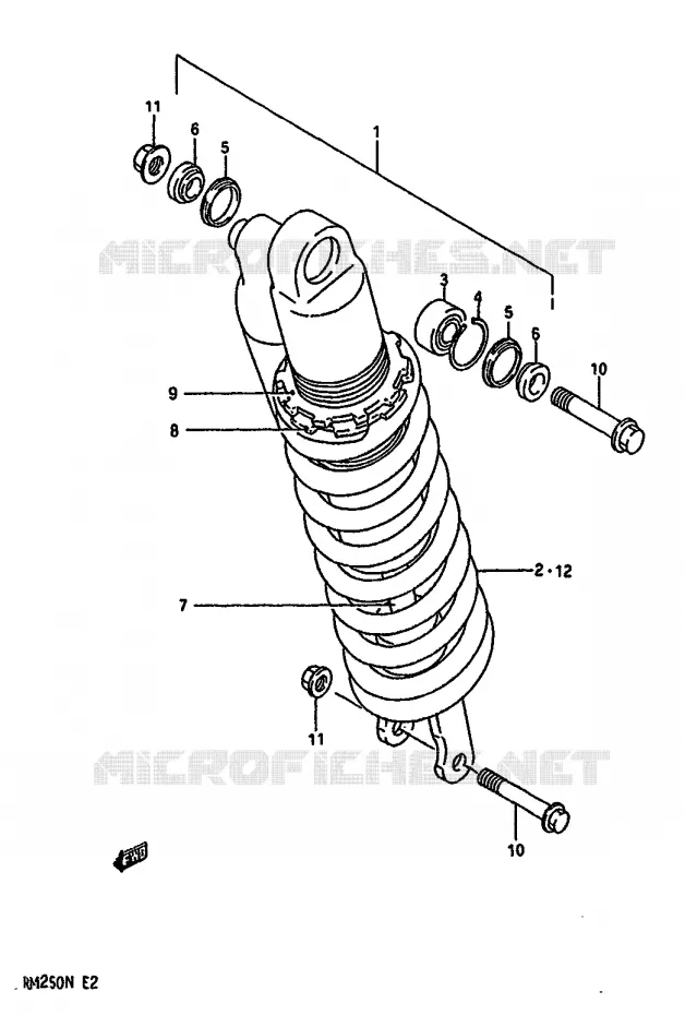 SCHOKDEMPER (MODELE N) Suzuki MOTO 125 RM 1981  RM125X