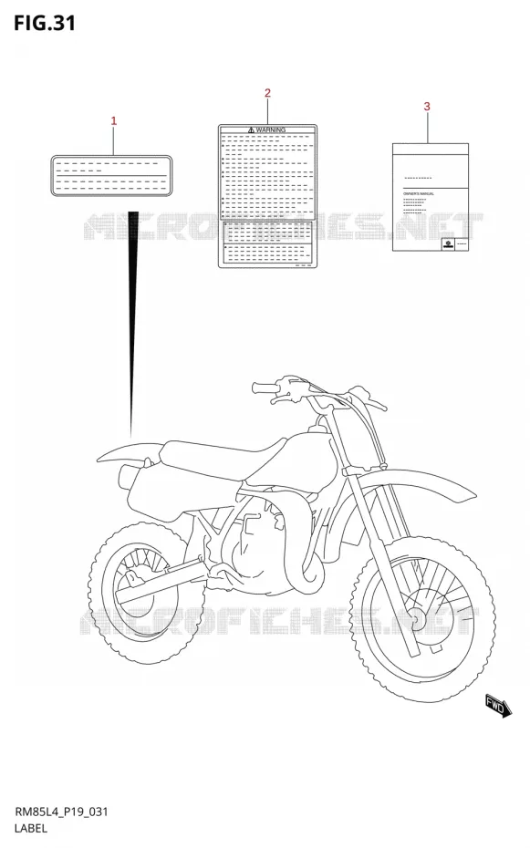 ETIKETTE (RM85LL4 P19) Suzuki MOTO 85 RM 2014  RM85L L4 (P19)