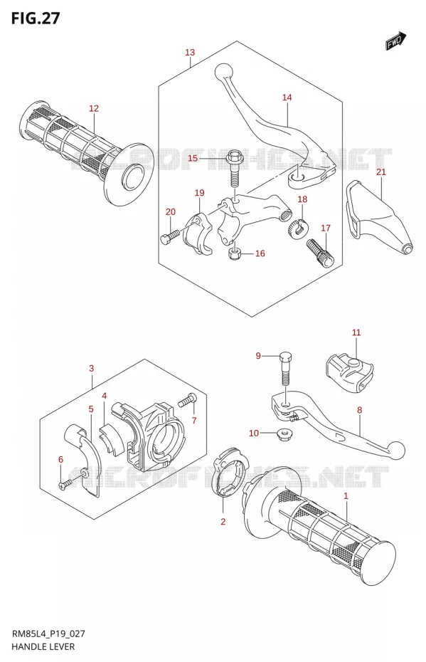 HANDGRIPS - LEVERS Suzuki MOTO 85 RM 2014  RM85 L4 (P19)