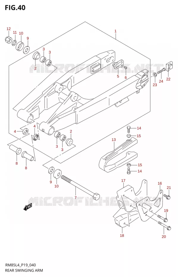 SWINGARMLLANT ARRIERE (RM85L4 P19) Suzuki MOTO 85 RM 2014  RM85 L4 (P19)