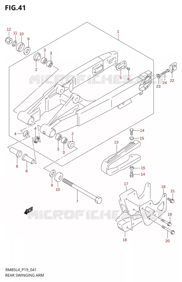 SWINGARMLLANT ARRIERE (RM85LL4 P19) Suzuki MOTO 85 RM 2014  RM85L L4 (P19)