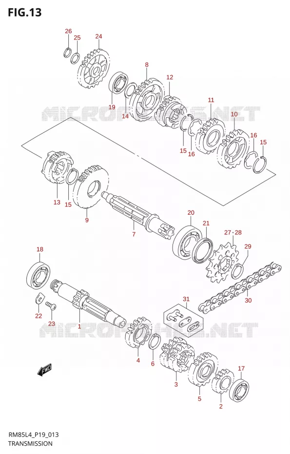 TRANSMISSION (RM85LL4 P19) Suzuki MOTO 85 RM 2014  RM85L L4 (P19)