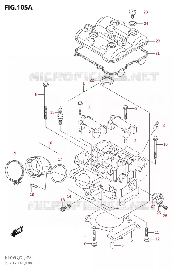CILINDERKOPD (REAR) Suzuki MOTO 1000 V-STROM 2015  DL1000A L5 (E21)