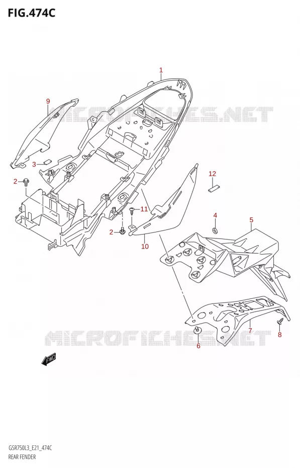 ACHTERSPATBORDR750UE:L3:E21) Suzuki MOTO 750 GSR 2013  GSR750A L3 (E21)