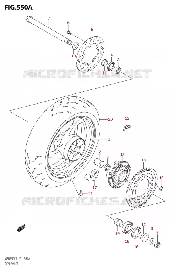 ACHTERWIEL (GSR750:L3:E21) Suzuki MOTO 750 GSR 2013  GSR750A L3 (E21)