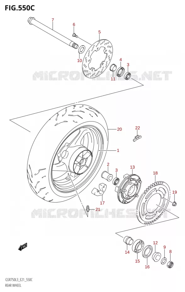 ACHTERWIEL (GSR750UE:L3:E21) Suzuki MOTO 750 GSR 2013  GSR750UE L3 (E21)
