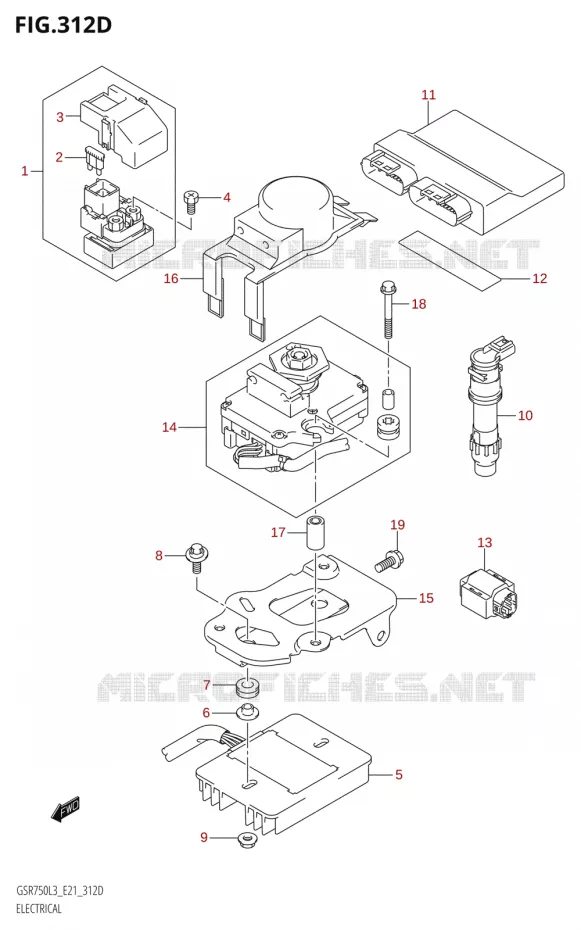 ELEKTRISCH (GSR750A:L3:E21) Suzuki MOTO 750 GSR 2013  GSR750 L3 (E21)