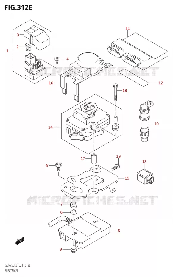 ELEKTRISCH (GSR750A:L3:E24) Suzuki MOTO 750 GSR 2013  GSR750 L3 (E21)