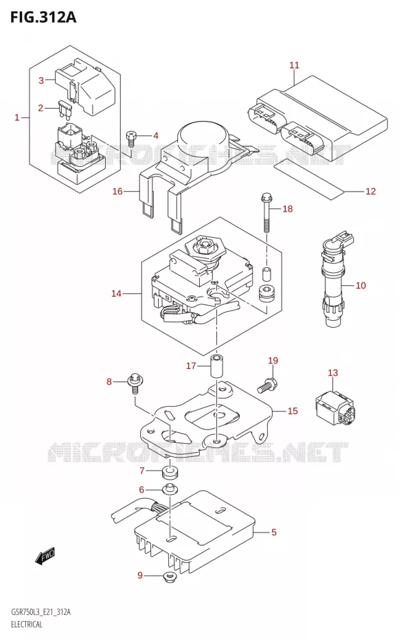 ELEKTRISCH (GSR750:L3:E21) Suzuki MOTO 750 GSR 2013  GSR750AUE L3 (E21)