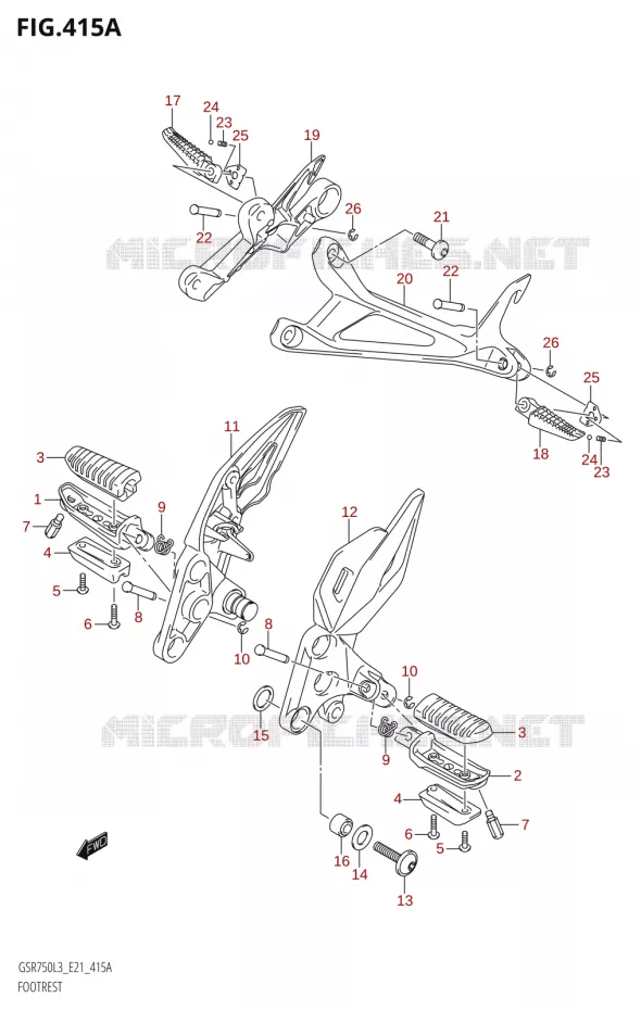 FOOTREST Suzuki MOTO 750 GSR 2013  GSR750UE L3 (E21)