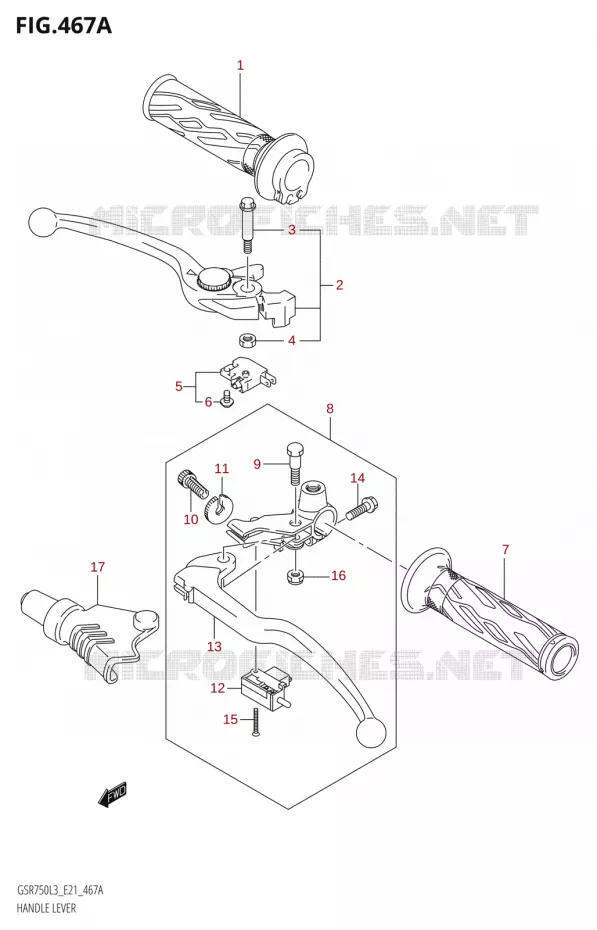 HEFBOMEN - HANDGRIPS Suzuki MOTO 750 GSR 2013  GSR750AUE L3 (E21)