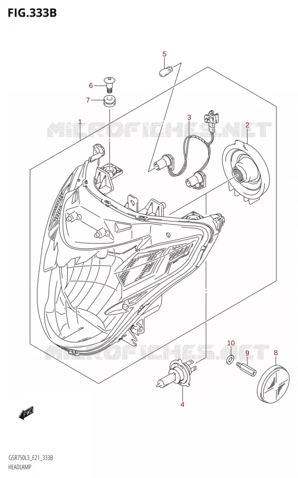 KOPLAMP (GSR750:L3:E24) Suzuki MOTO 750 GSR 2013  GSR750A L3 (E21)