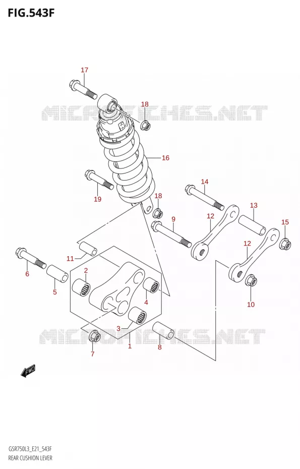 SCHOKBREKER AANEENSCHAKELING:L3:E21) Suzuki MOTO 750 GSR 2013  GSR750A L3 (E21)