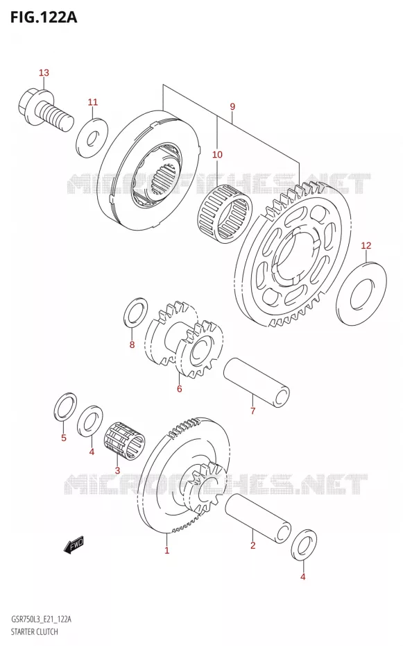 STARTMOTOR KOPPELINGS Suzuki MOTO 750 GSR 2013  GSR750AUE L3 (E21)